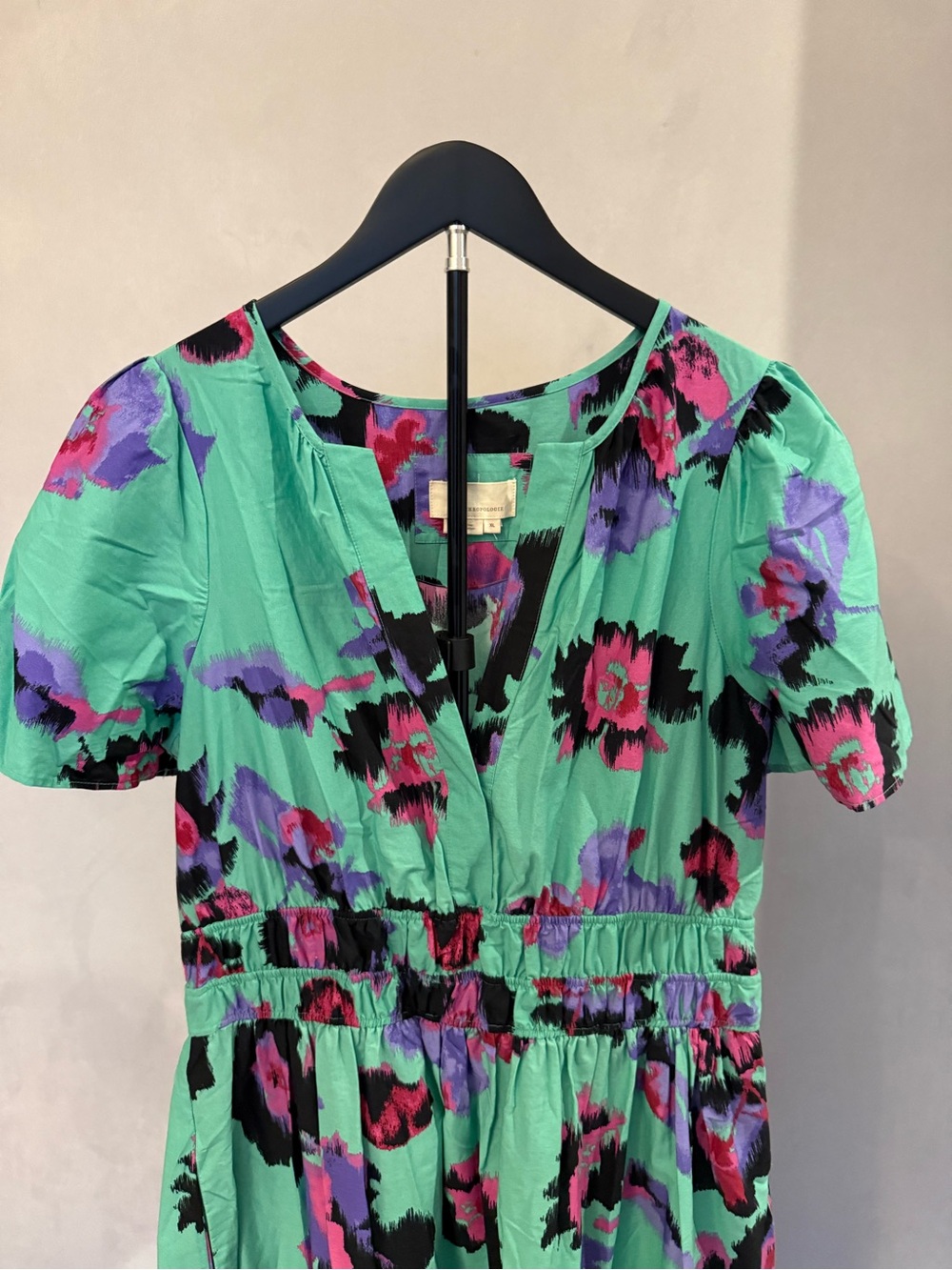 Anthropologie Turquoise Abstract Floral Maxi Dress - Picture 3 of 6